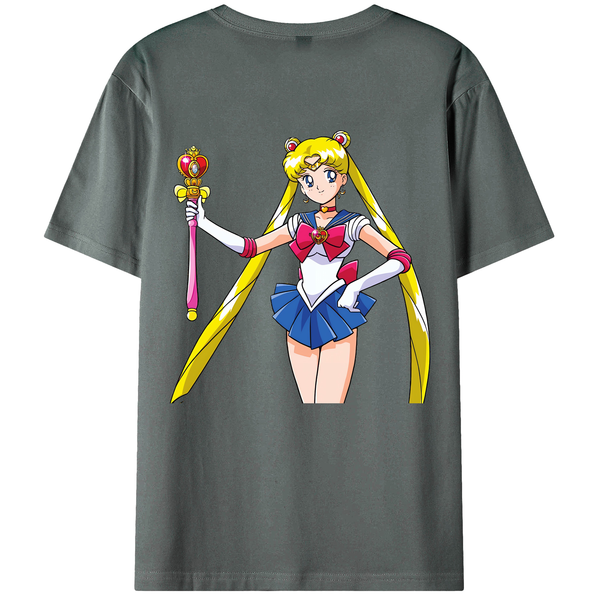 （画像用） 美少女戦士セーラームーン 月野 うさぎ つきの うさぎ Sailor Moon Tsukino Usagi 綿100％ メンズ半袖Tシャツ（バックプリント） 通気性